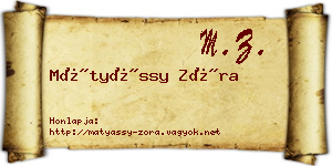 Mátyássy Zóra névjegykártya